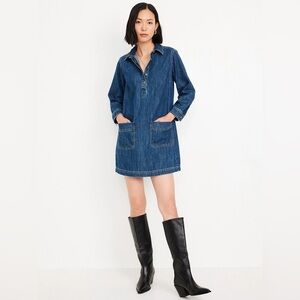 Old Navy NWT Jean Popover Shirt Dress Blue Women’s Size Medium Tall